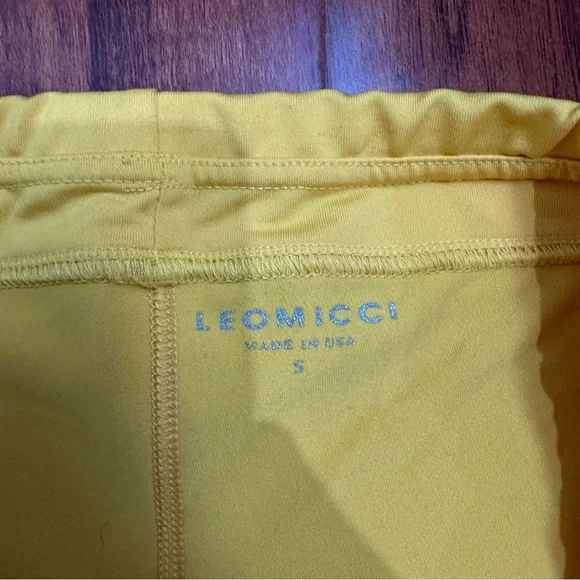 Leomicci Yellow Running Tights Compression Shorts Luxury Activewear Size Small - Picture 4 of 6